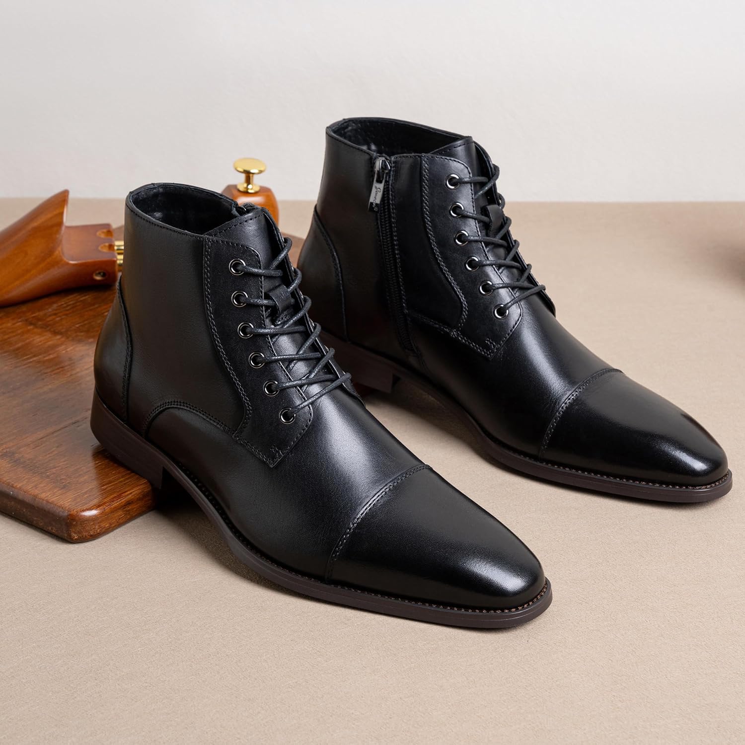 Jousen Mens Boots Leather Dress Boots for Mens Cap-toe Fashion Boots for Men - Image 4