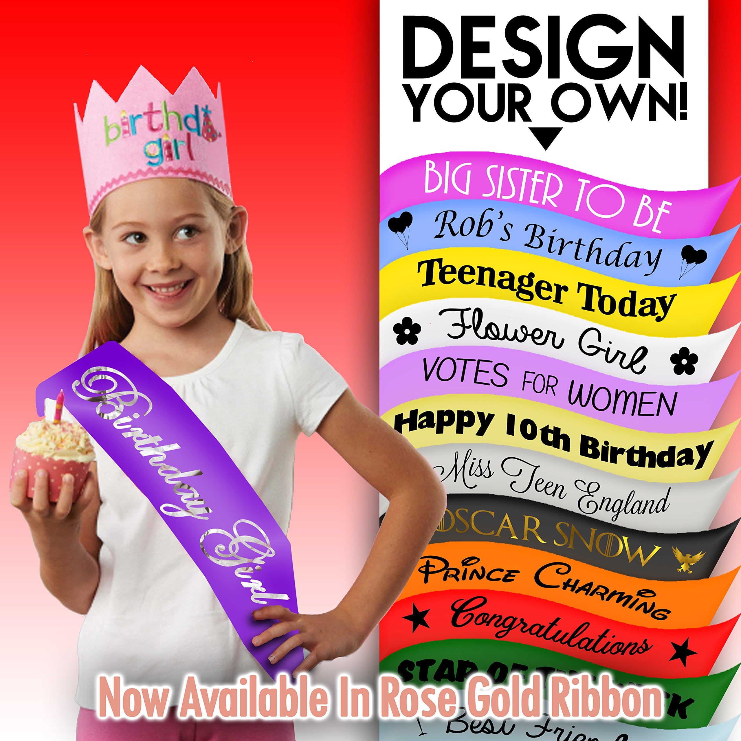 My Pretty Little Gifts New Personalised Small Sashes: Childs Birthday, Christening, Fancy Dress Up and More