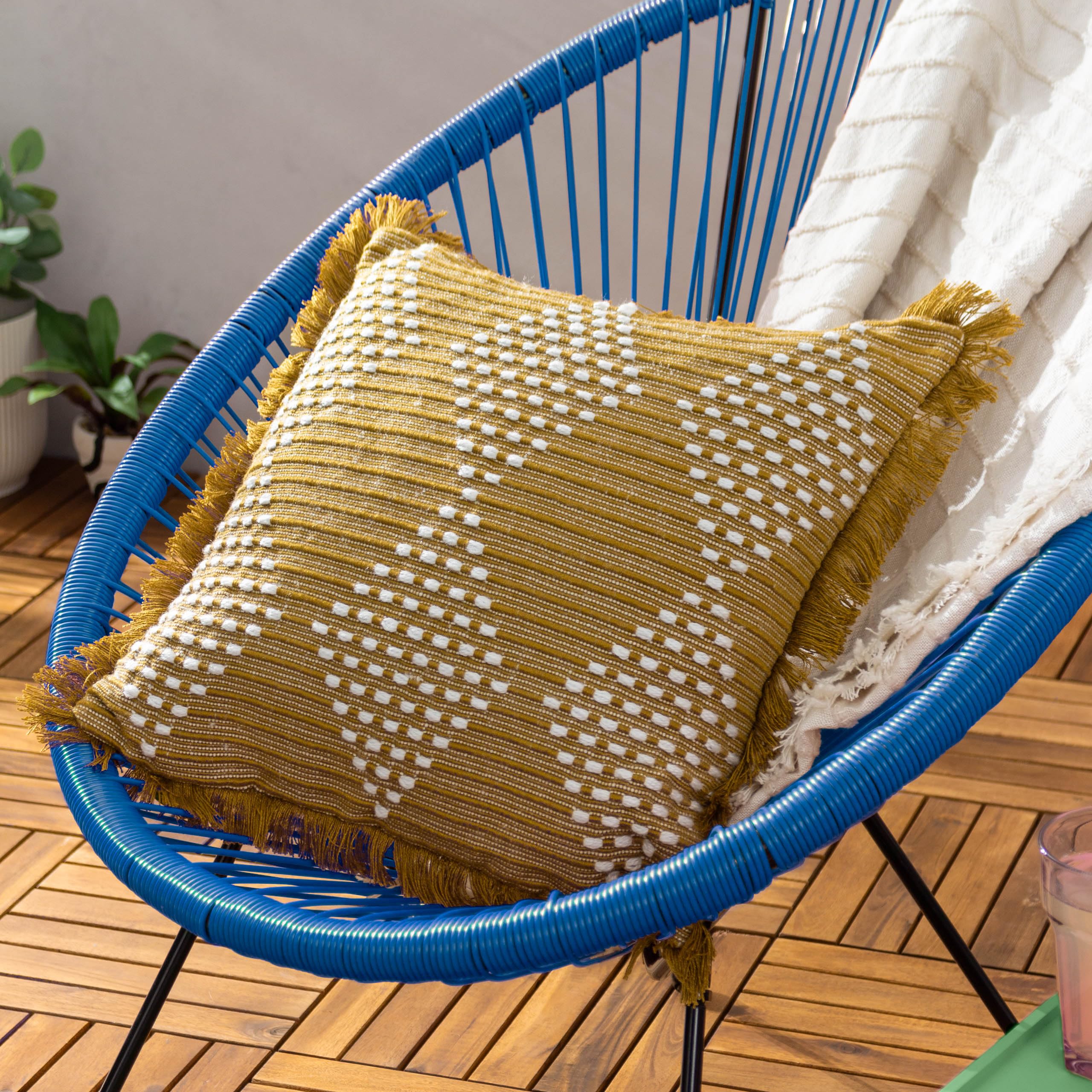furn. Kadie Gold Woven Feather Filled Cushion 45 x 45cm