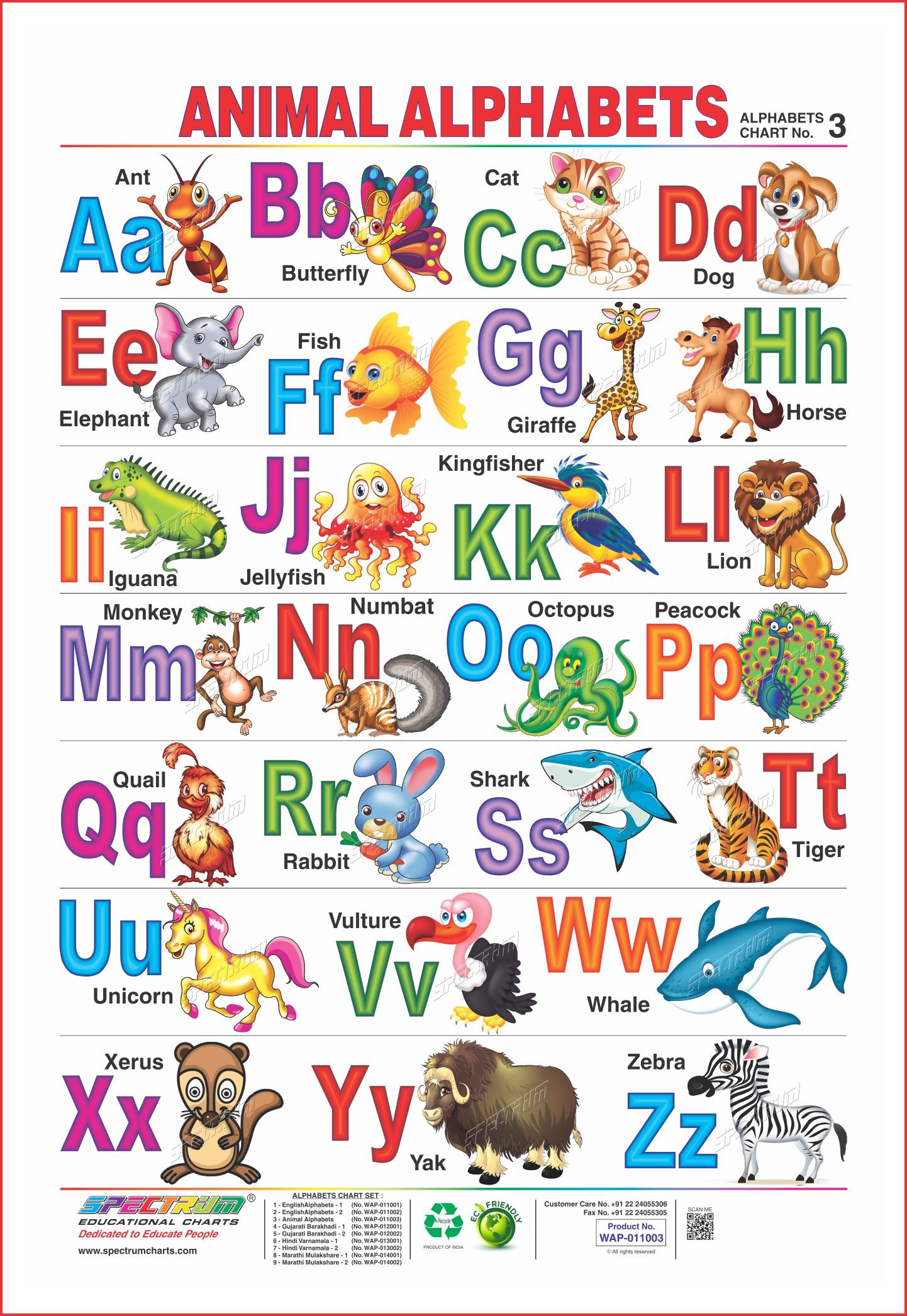 Spectrum Educational Wall Chart (Two-In-One) : ( Animal Alphabets & Hindi Varnamala ) [Wall Chart] SPECTRUM-picture-43