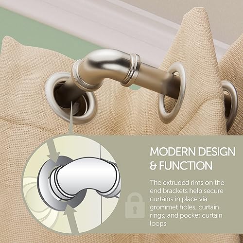 Miniatura 4 de Rod Desyne BOT100-844 - Barra de cortina opaca de 1 pulgada, 84-120 pulgadas, latón antiguo