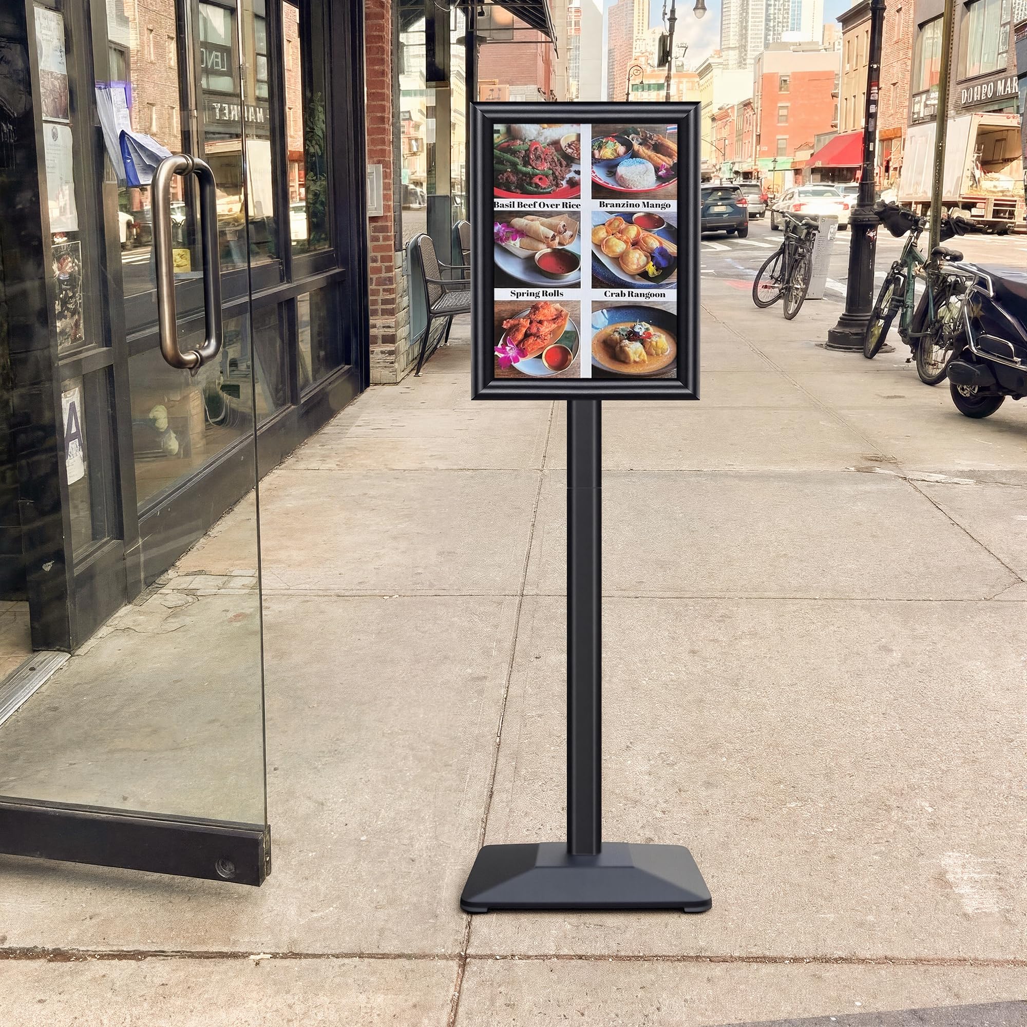 Soporte para carteles A4, soporte de exhibición ajustable para avisos de menú con base de hierro fundido resistente, soporte de letrero de pie para carteles, publicidad, ventas, soporte de