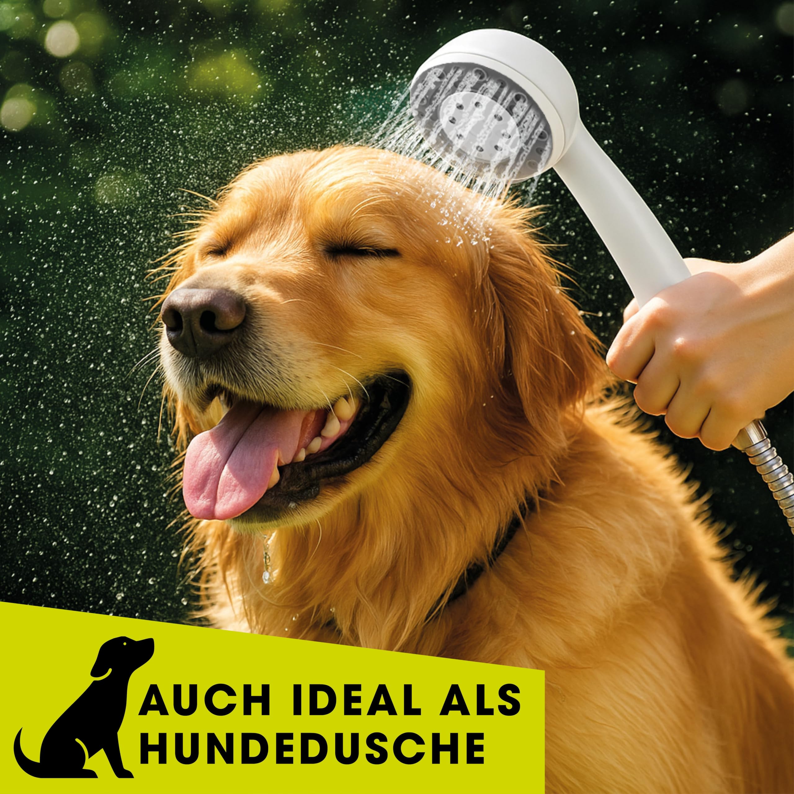 EASYmaxx Campingdusche mit Akku | 2in1: Mobile Outdoor Dusche und Bewässerungsbrause | Camping Dusche mit Pumpe inkl. Ansaugfunktion | kabellose und tragbare Dusche | elektrische Dusche mit LED-Licht
