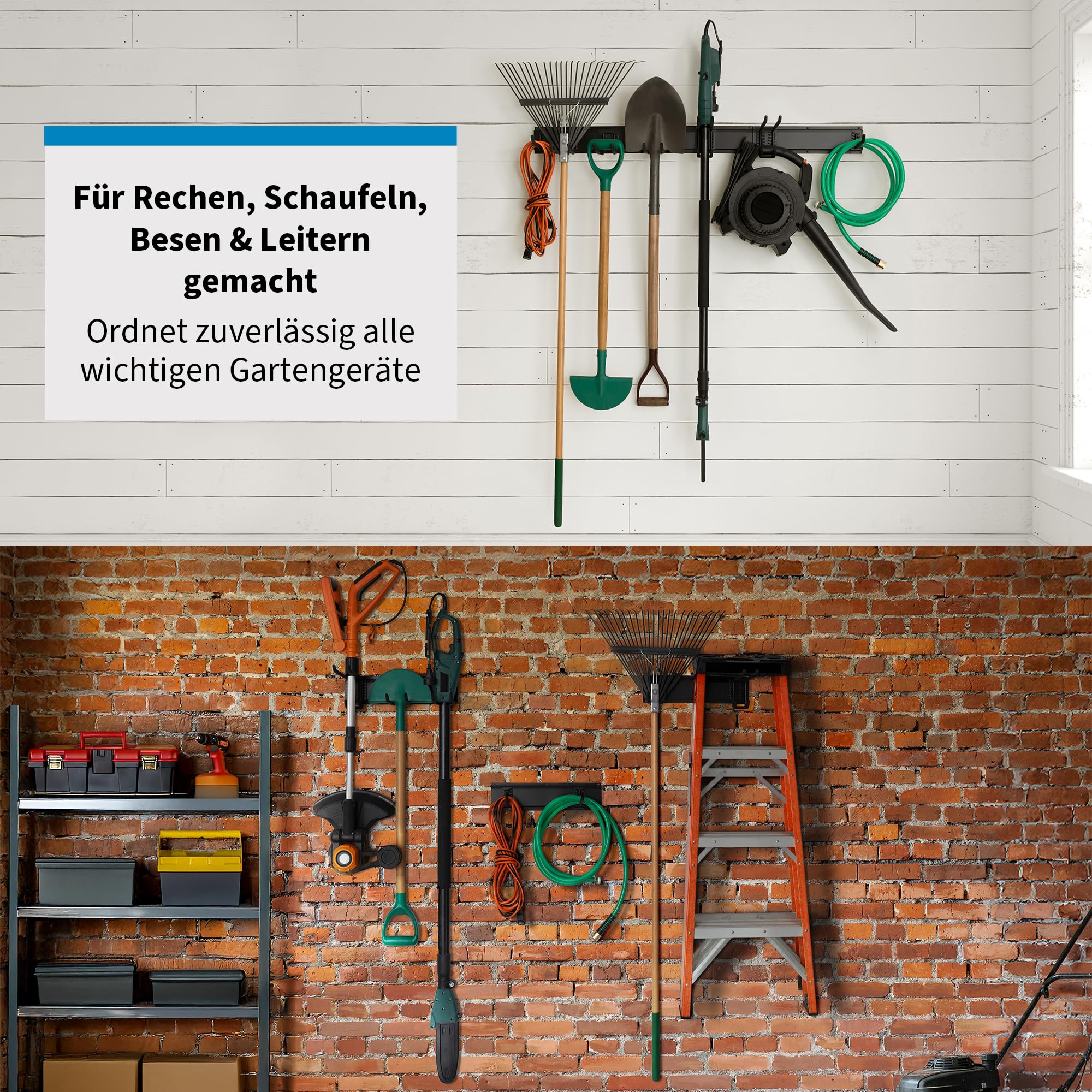 Precision Defined Wandhalterung für Gartengeräte, 122 cm | Schwerlast-Halter aus Kohlenstoffstahl, Verstellbare Haken