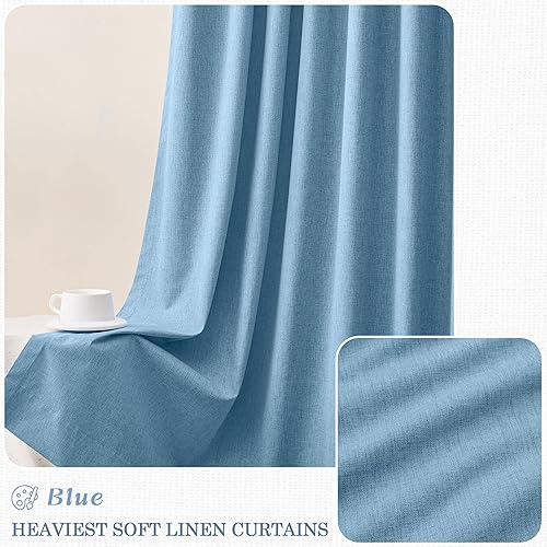 Miniatura 6 de UHITECH Cortinas opacas de 108 pulgadas de largo para ventana de sala de estar, juego de 2 paneles, color azul, moderno, con aislamiento térmico,