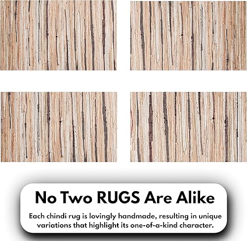 Miniatura 134 de Alfombra de trapo 100% algodón de 2 x 3 pies, lavable multicolor, alfombra Chindi tejida a mano y reversible para sala de estar, cocina, entrada