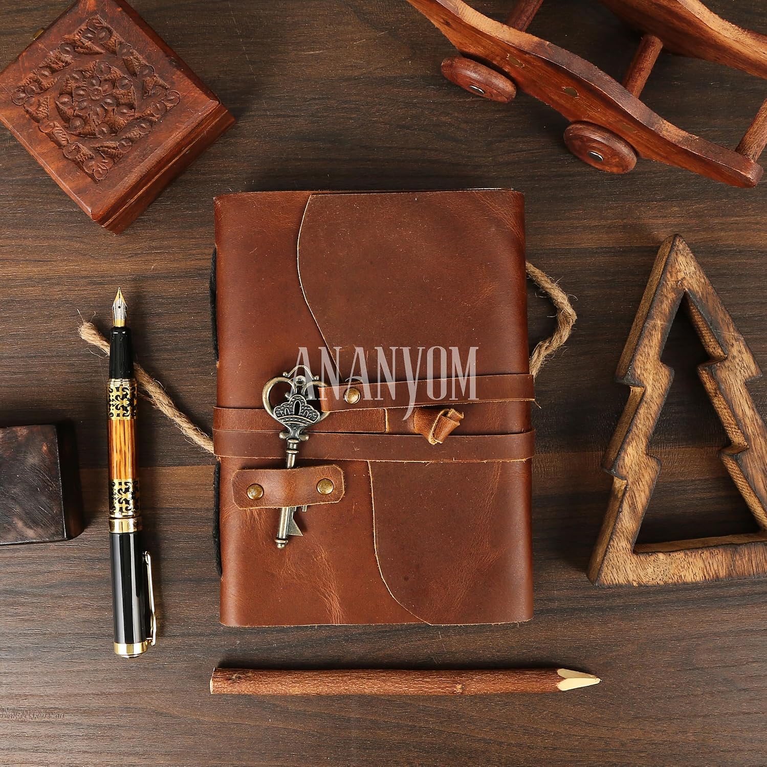 Vintage Leather Journal – 200 Handmade Notebook | Daily Notepad Leather bound Journal for Women, Men | Sketchbook Drawing Journal 200 Pages,Size 7 (L) x 5 (W) inches