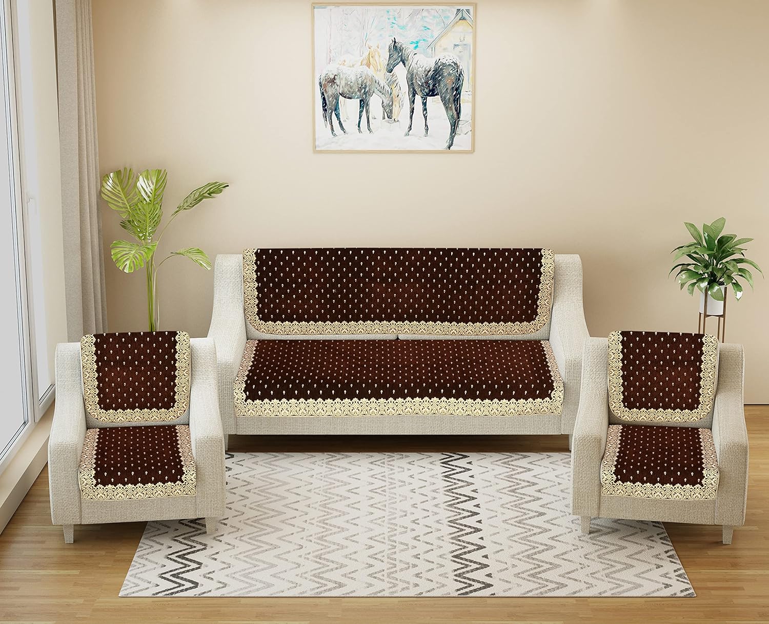 Dazzling DECOR Velvet Sofa Cover Set of 5 Seater Premium Sofa Covers