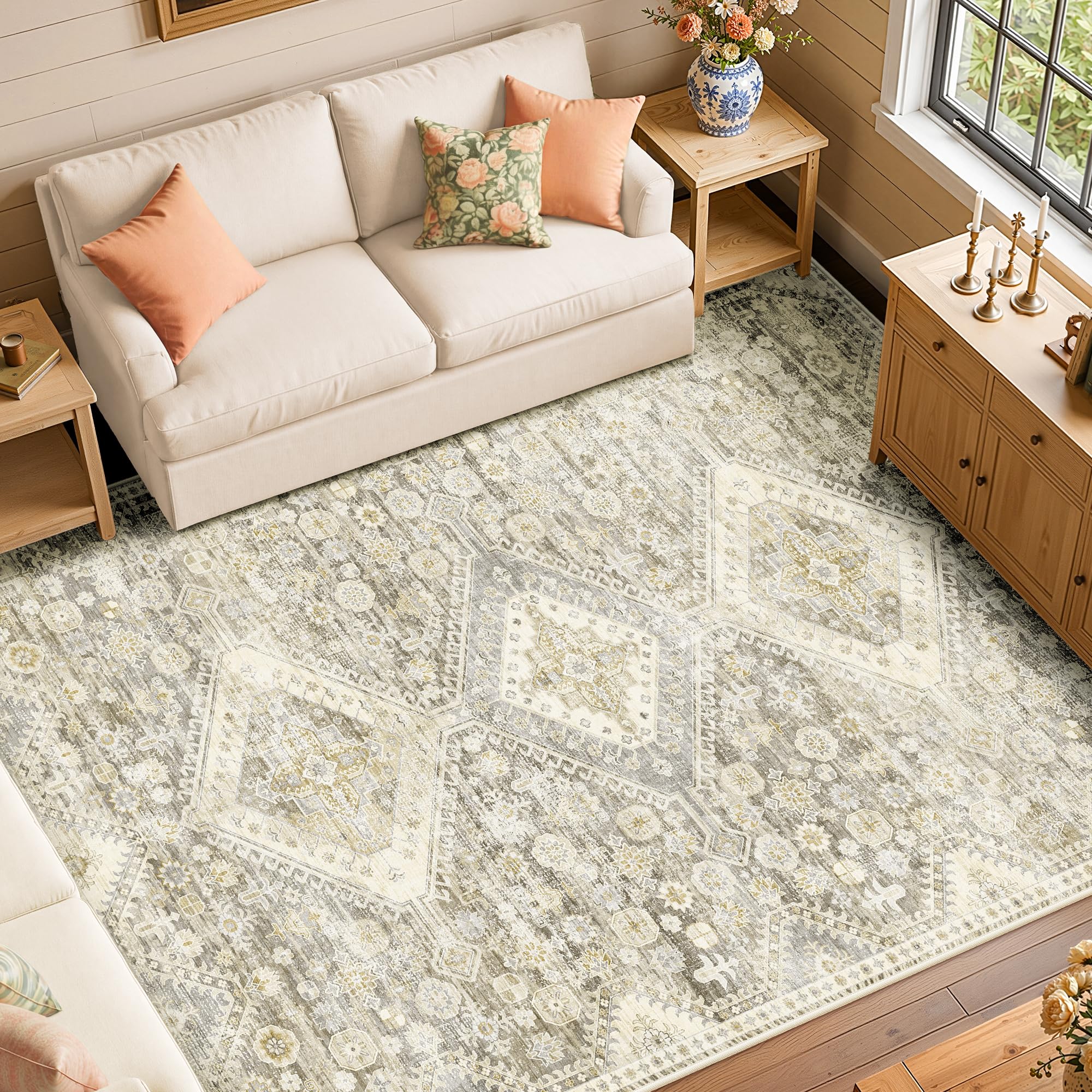 Photo 1 of LIVELYGLOW 8' x 10' Vintage Floral Area Rug