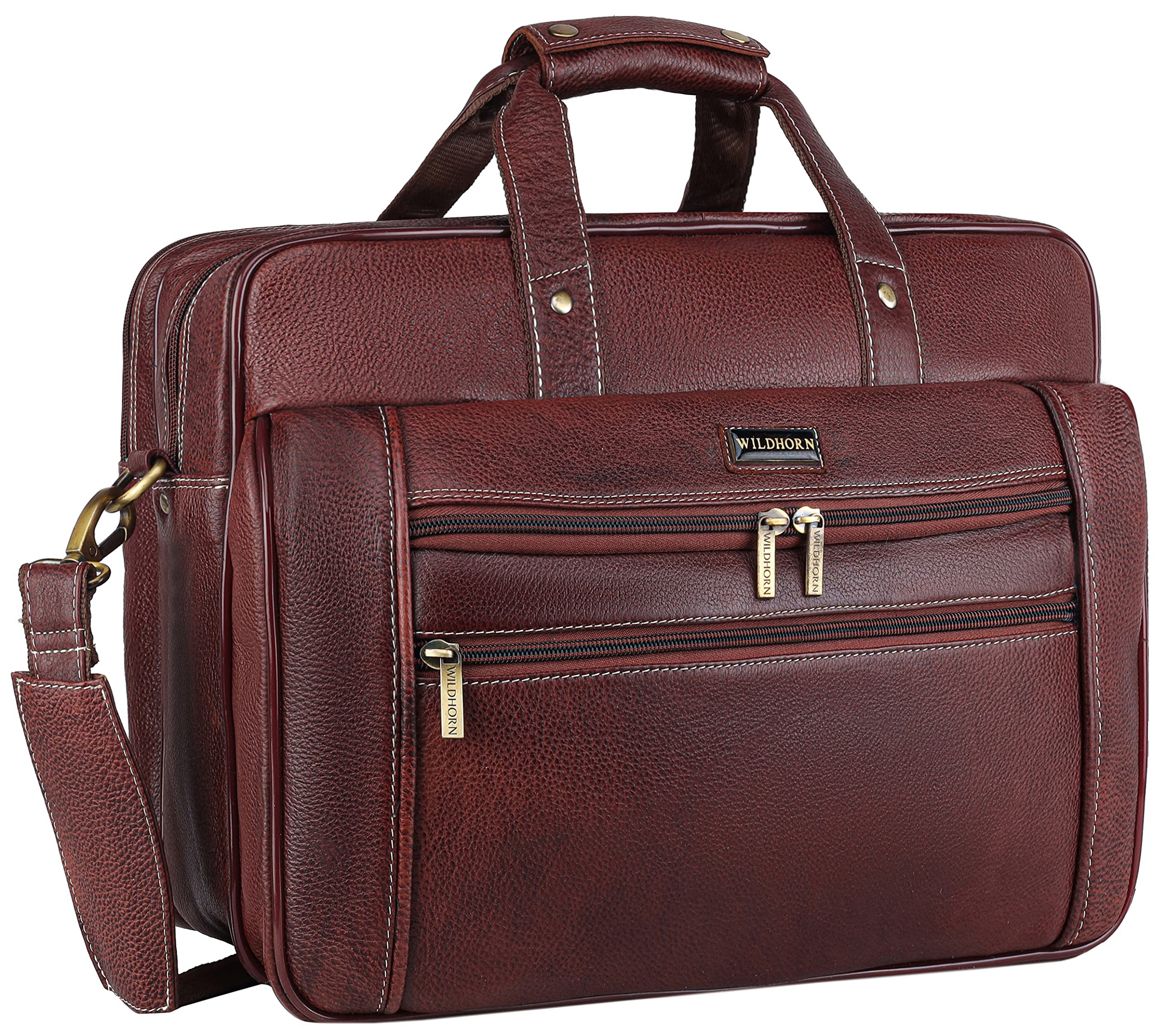 WildHorn Leather 15.5 inch Laptop Messenger Bag for Men (Brown) (BROWN) (B076CLR3TT) Amazon Price History, Amazon Price Tracker
