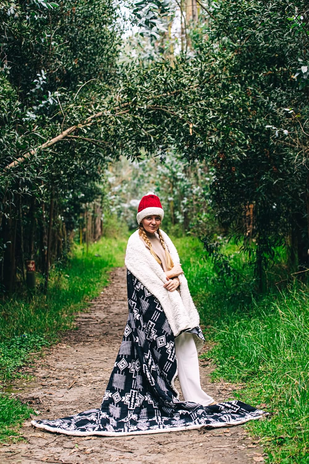 Inca Aztec Plush Weighted Warm Blanket | Southwest Indian Navajo Boho Style | Native Woven Western Cozy Bedding Cover | Sherpa Faux Alpaca | Luxurious Winter Blanket (Obsidian Black, Queen)