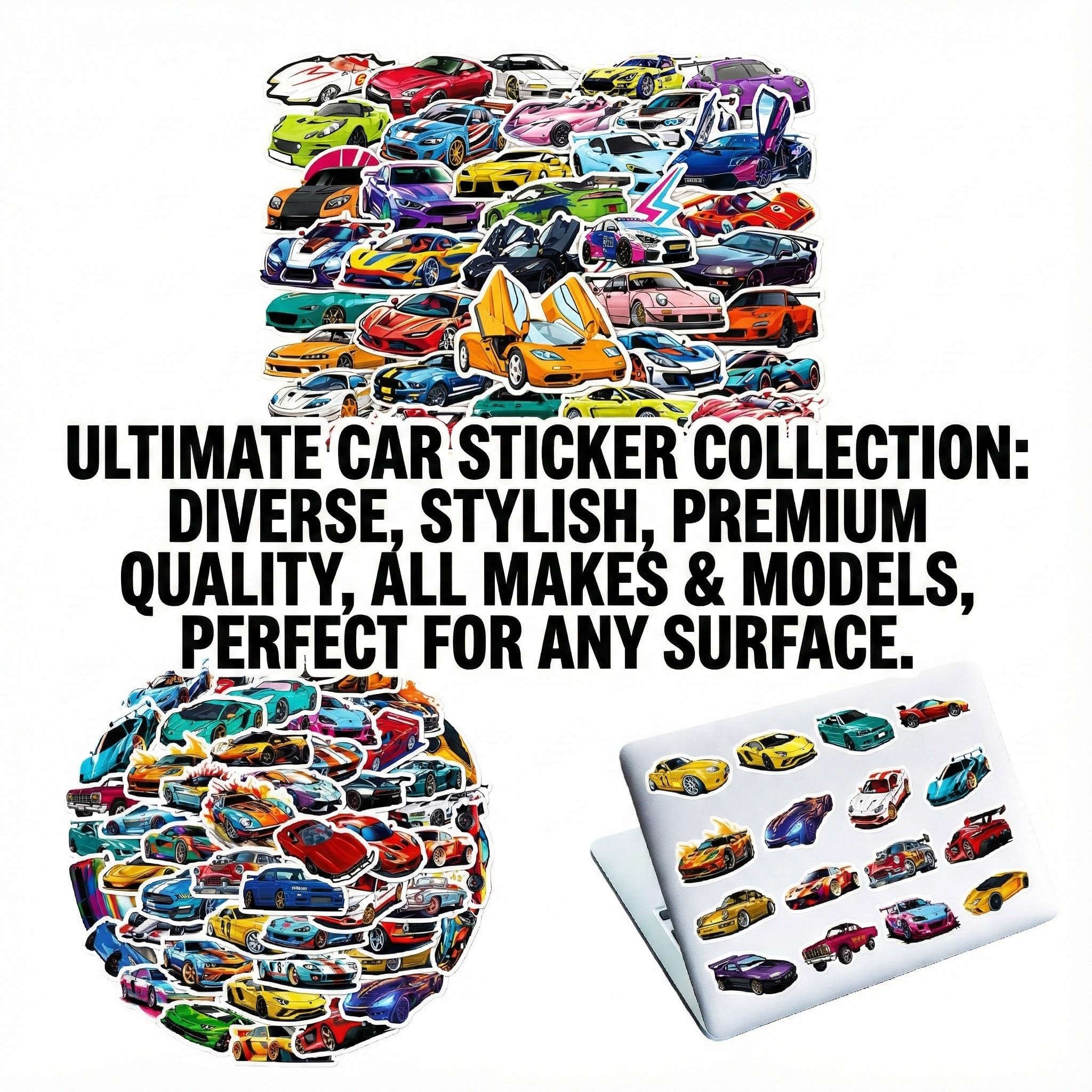 100 Adesivi da Corsa per Auto e Oggetti – Adesivi Decorativi da Cartone Animato per Bambini, Impermeabili, Autoadesivi per Chitarra, Skateboard, Album e Fai-da-Te.