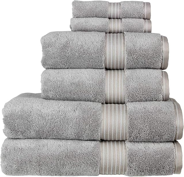 Christy Supreme Hygro 6 Piece Towel Set in Silver 100% Supima Cotton - Luxurious & High Absorbency - Ultra Soft - 650GSM - 2 Bath, 2 Hand & 2 Face Towels