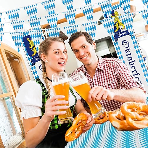 Miniatura 4 de Decoraciones de Oktoberfest, banderas colgantes de octubre de 65.6 pies, manteles y pancartas de letrero, banderas bávaras del Oktoberfest, manteles