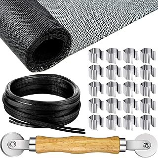 Window Screen with Repair Kit, Includes 60 x 106 Inch Fiberglass Window Screen Mesh with Rolling Tool, 20 Pieces Window Sc...