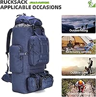 Vista 2 de King'sGuard 100L Camping Hiking Backpack Molle Rucksack Military Camping Backpacking Daypack Blue