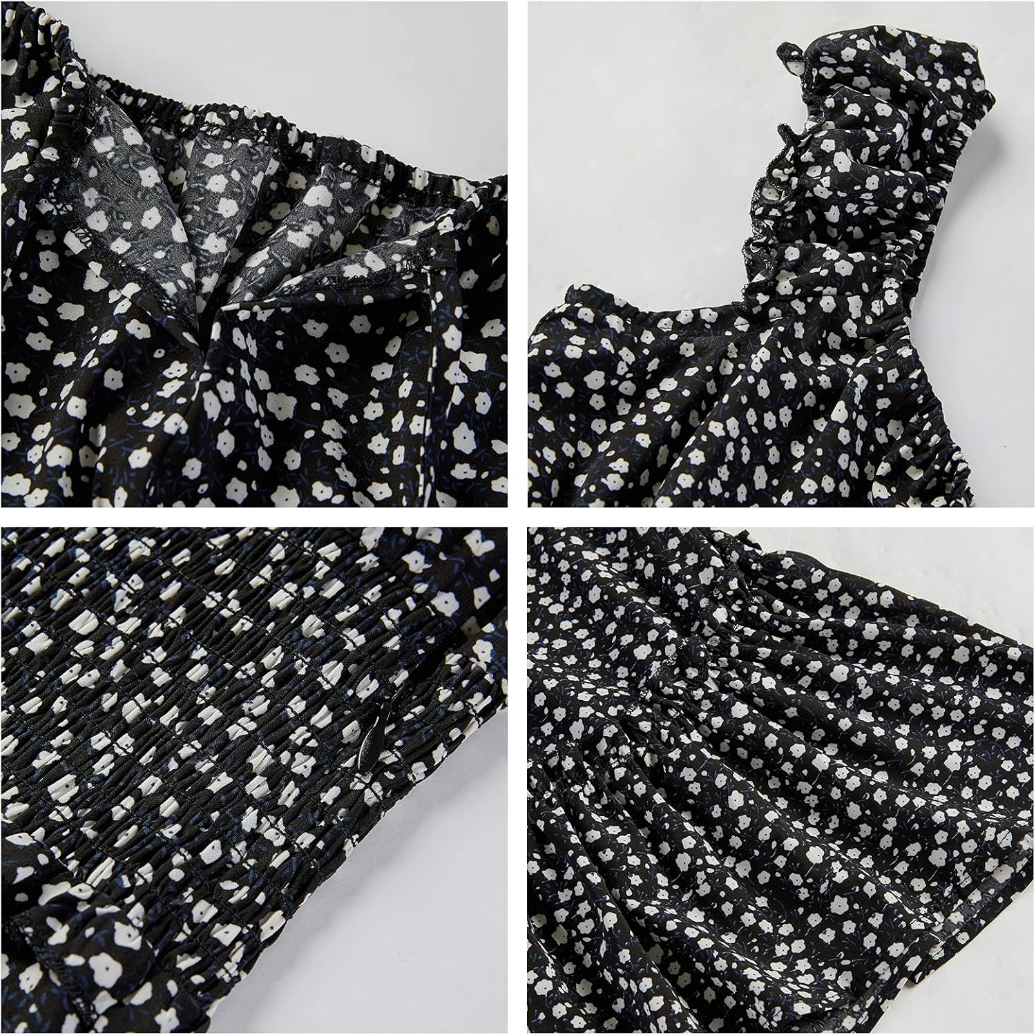 YOBECHO Womens Summer Sexy Sweetheart Collar Printed Ruffle Mini Dress - Image 4