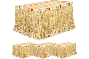 Fovths Raffia Table Skirt for Luau Party Decorations
