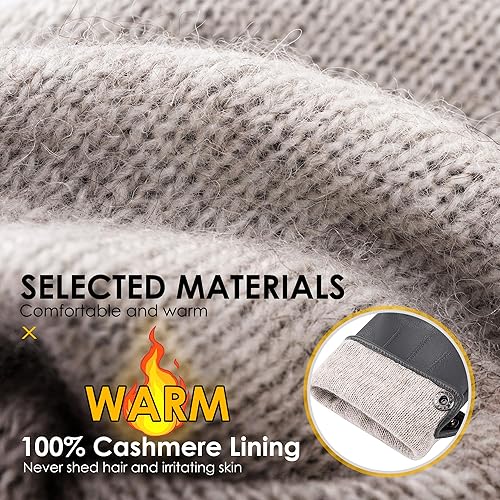 Miniatura 4 de Dsane Guantes de cuero de oveja genuina de invierno para hombres, guantes de motocicleta de conducción con forro de cachemira para pantalla táctil