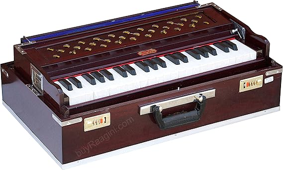 Bina Harmonium Bina No.17 Delux, Folding Portable Version, Special Double Reed, Safri, Kirtan, 9 Stops, 3-1 2 Octaves, Rosewood Color Model 17Dx