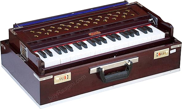 Bina Harmonium Bina No.17 Delux, Folding Portable Version, Special Double Reed, Safri, Kirtan, 9 Stops, 3-1 2 Octaves, Rosewood Color Model 17Dx