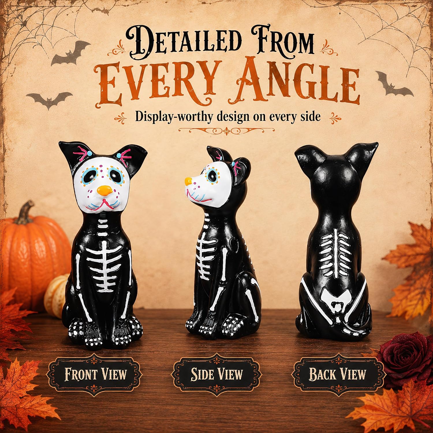 Day of the Dead Dog Figurine Halloween Sugar Skull Resin Statue Decor image 3