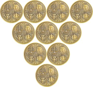 The Cardinal Virtues Stoic Coin with Symbols of Justice, Courage, Wisdom, and Temperance Pack of 10