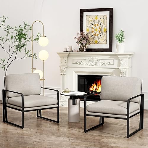 Miniatura 22 de Andeworld Juego de 2 sillas decorativas de terciopelo, sillones de sala de estar de mediados de siglo, sofá moderno tapizado con patas doradas de