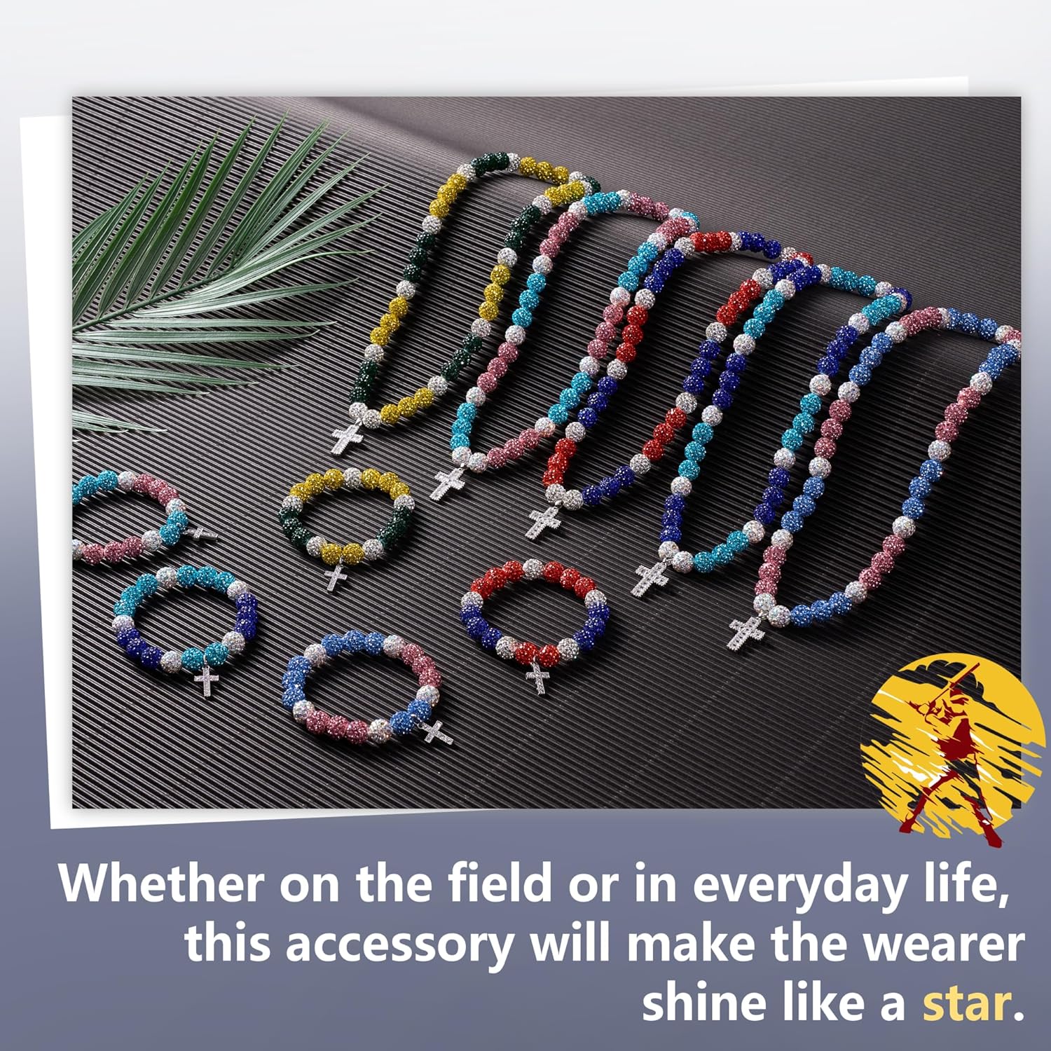 Baseball Necklace 18in Baseball Fan Chain Pollyanna Cross Necklace for Men Women Sparkle Rhinestone Drip Christian Jewelry - Image 7