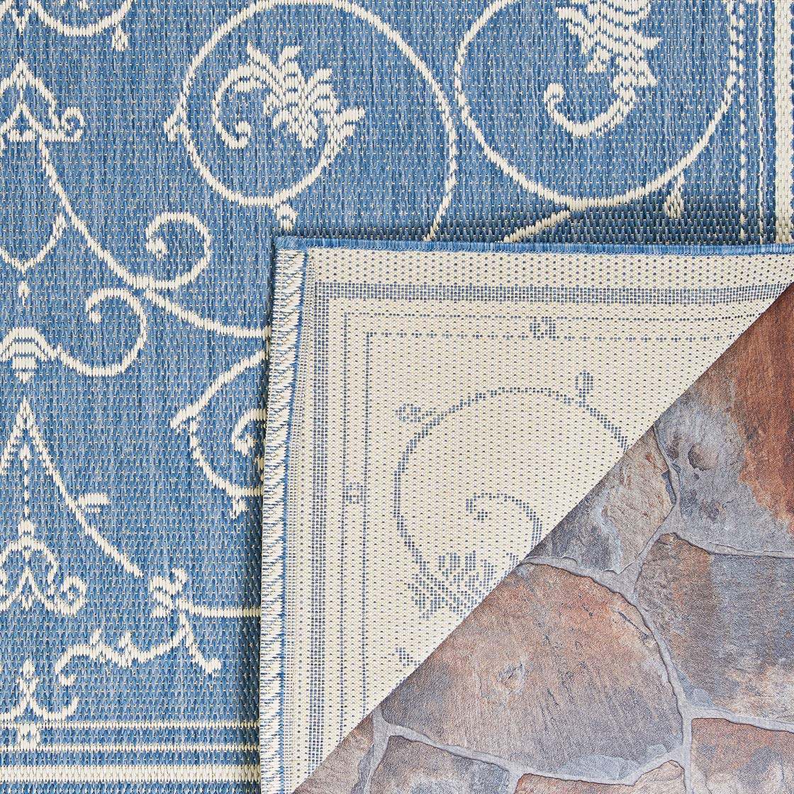 Recife veranda terracotta e Natural indoor/outdoor Rug, Polipropilene, CHAMPAGNE/BLUE, 2.25 x 11.75 ft.