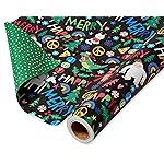 American Greetings Jumbo Kids Christmas Wrapping Paper Roll, Dinosaur, Unicorns, and Yetis Holiday Gift Wrap (175 sq. ft., 1 Extra Large Reversible Roll-30 in. x 70 ft.) Colorful, Black, Green