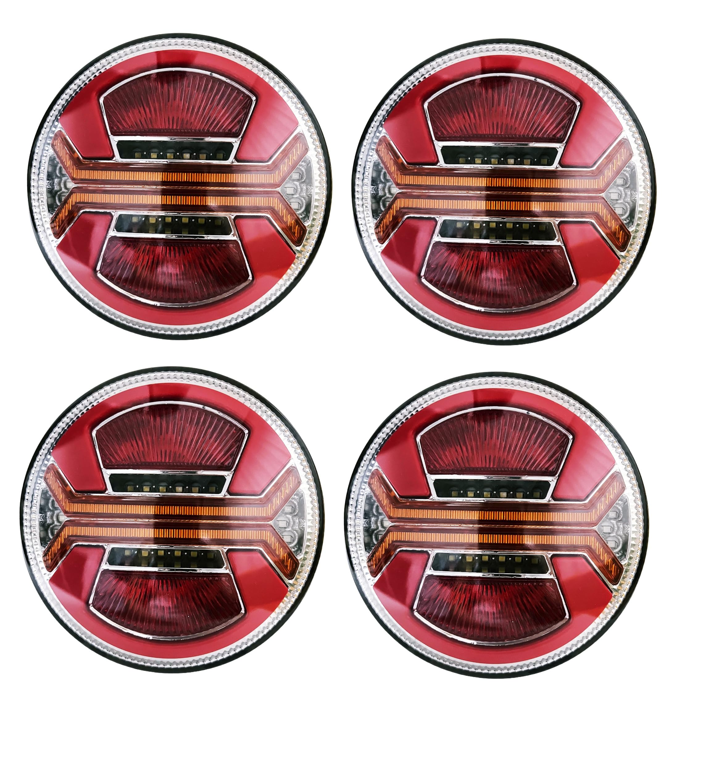 4 Fanali Posteriori Multifunzionali 12V 24V LED Faro Posteriore stile Hamburger con Luce Posizione Effetto Neon Stop Retromarcia Indicatore - Rimorchio Camion Camper Furgone