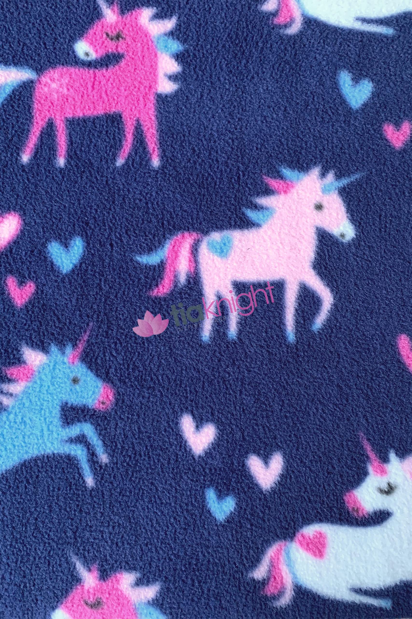 Tia Knight Unicorn Dreams- Navy Children's Prints Premium Quality Anti-Pill Polar Fleece Soft Washable Fabric Sold By The Metre Same Day Dispatch (Unicorn Dreams - Navy, 1 Metre)