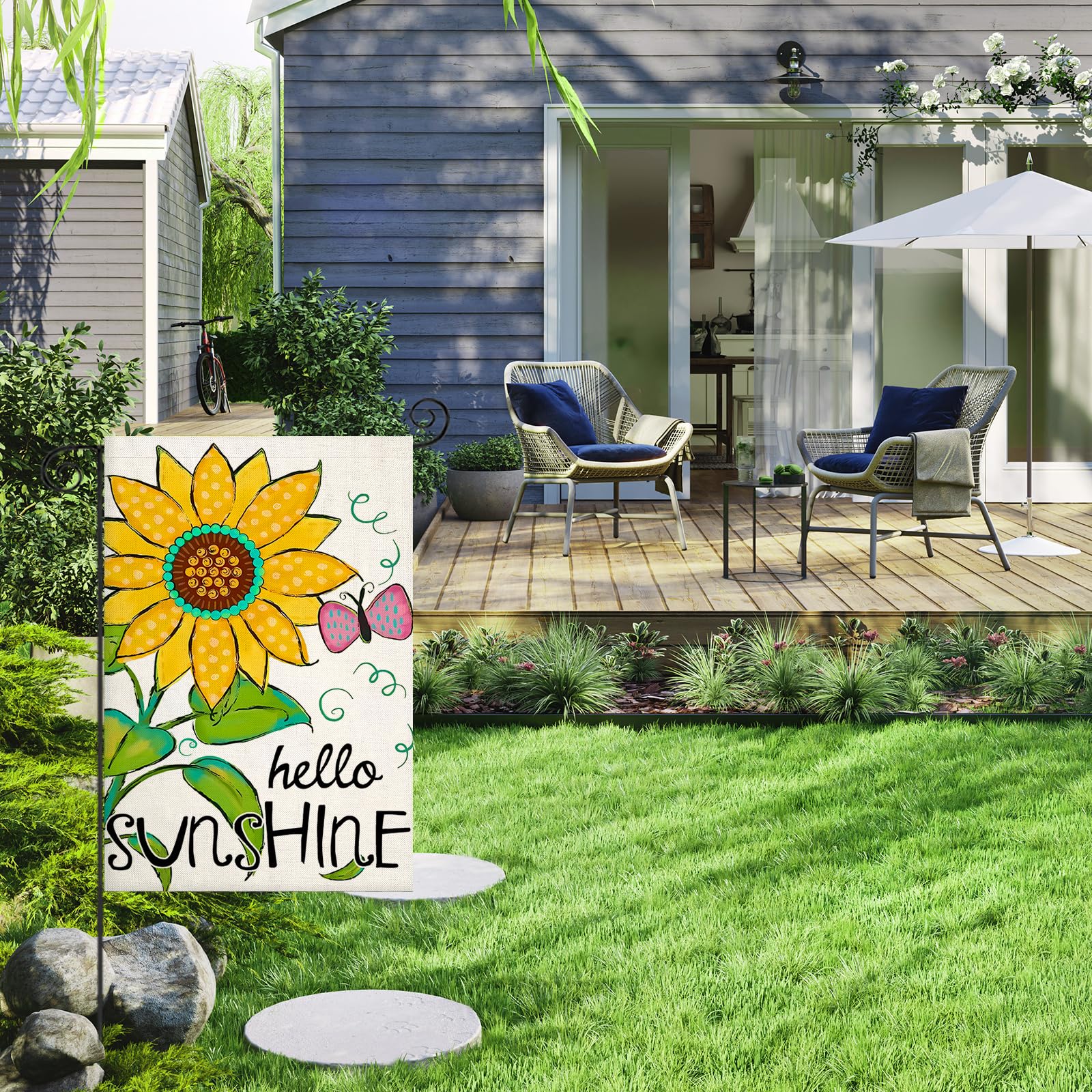EKOREST Hello Summer Gartenflagge – Bunte Sommer-Deko Für Draußen