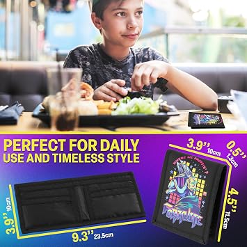 Fortnite Wallet for Boys, Teens, Slim Bifold Kids Wallet with 4 Card Slots and Cash Pocket, Small Travel Coin Purse, Gamer Gifts for Boys