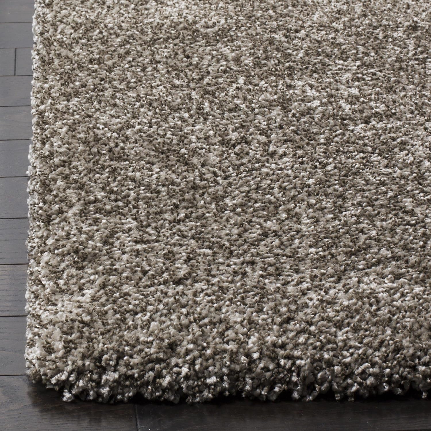 BOWERY HILL Transitional Polypropylene Gray Shag Rug - 5'1" x 8'