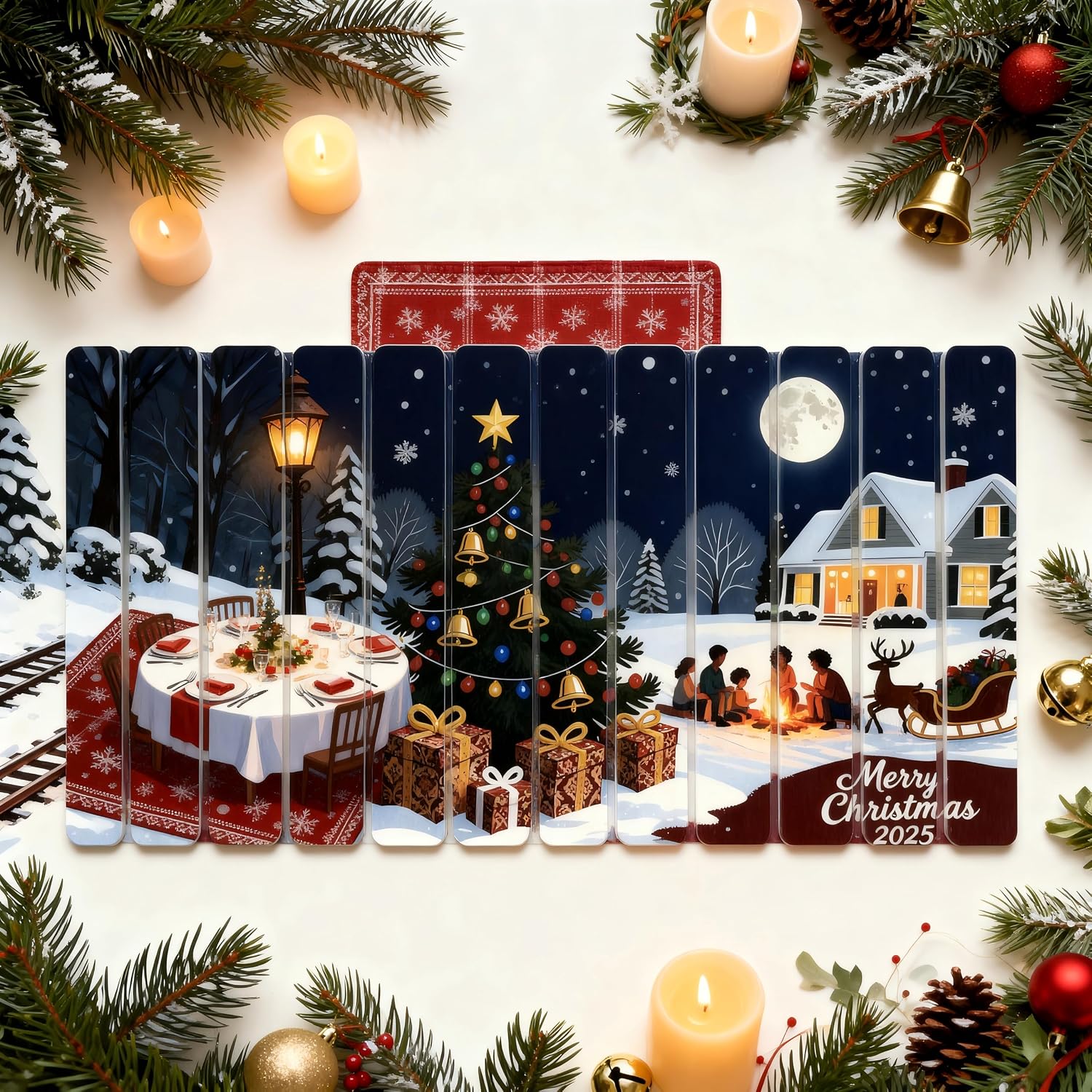 Christmas Stone Drying Mat, Large Foldable Absorbent Diatomaceous Material, Quick Drying Kitchen Counter and Bath Mat, Ideal for Holiday Use and Festive Decoration 23.6" x 15.4"