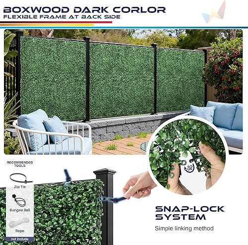 Miniatura 190 de Windscreen4less 6 paneles artificiales de boj de 20 x 20 pulgadas, seto topiario, plantas, hierba, pantalla de privacidad para exteriores, Boj