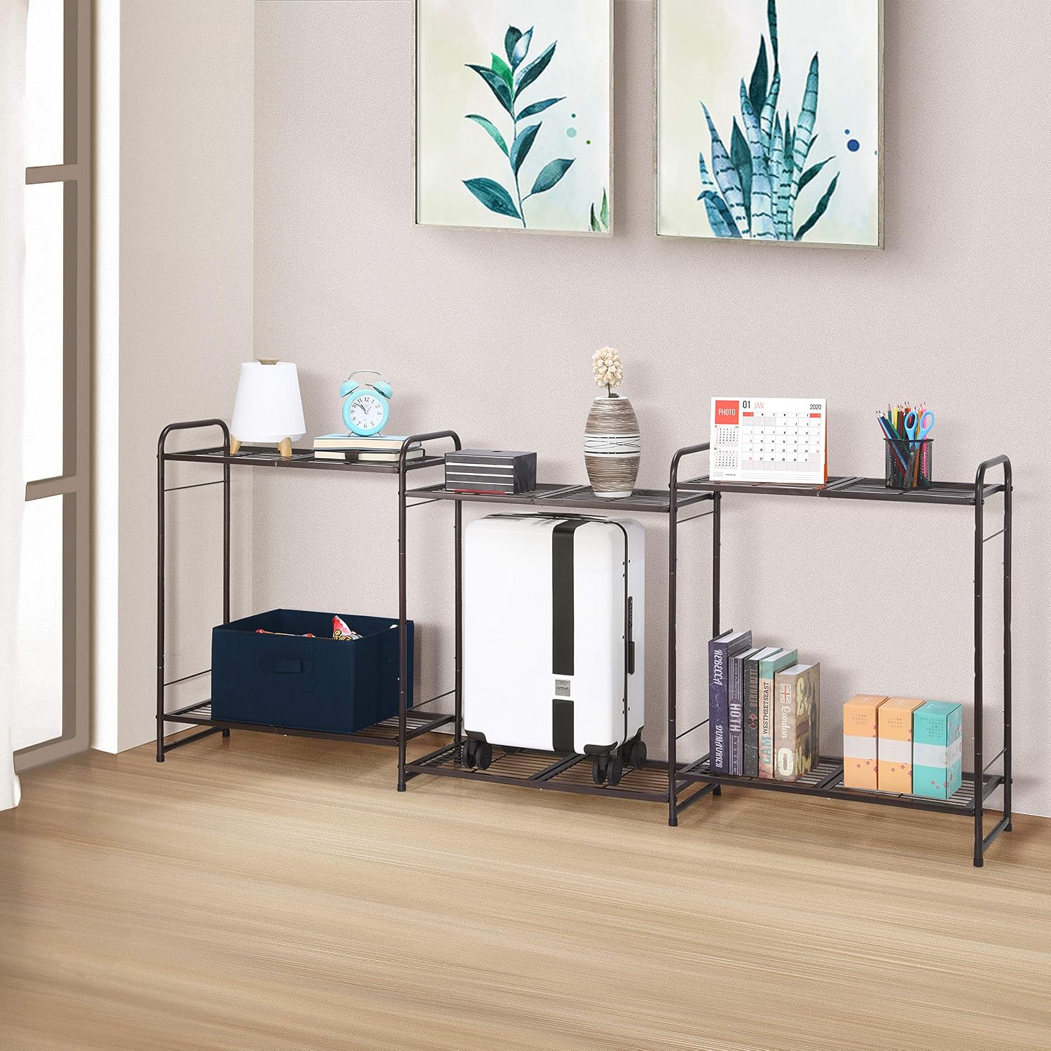 Simple Trending 3-Tier Adjustable Wire Shelving Unit Storage Rack, Expandable & Stackable Kitchen Laundry Bathroom Cabinet Organizer, Bronze