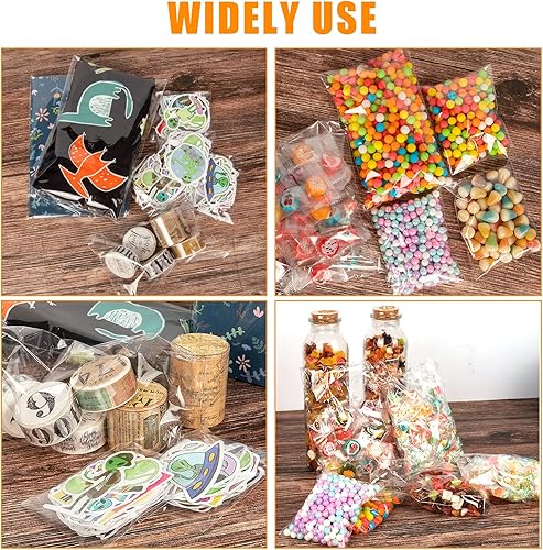 Miniatura 5 de Labeol Bolsas de celofán autosellantes, 500 unidades, transparentes, resellables, 3 tamaños, 3 x 4, 4 x 6, 5 x 7, bolsas de celofán para empaquetar