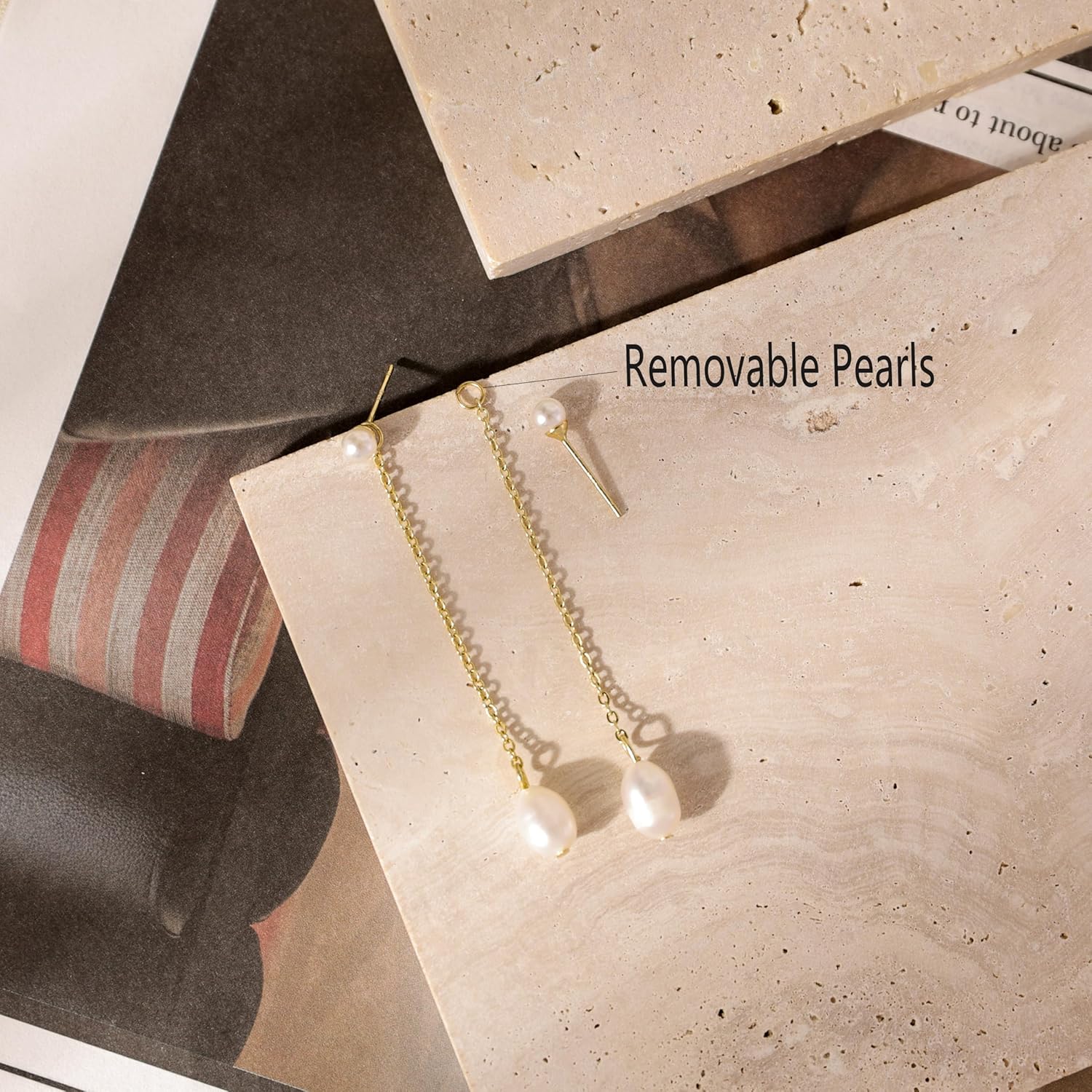 Silver Earrings for Women,Dainty Dangle Earrings Silver Plated Drop Earrings for Women Trendy Hypoallergenic CZ Stud Earrings Wedding Pearl Earrings Dangling Cute Small Hoop Earrings Jewelry - Image 6