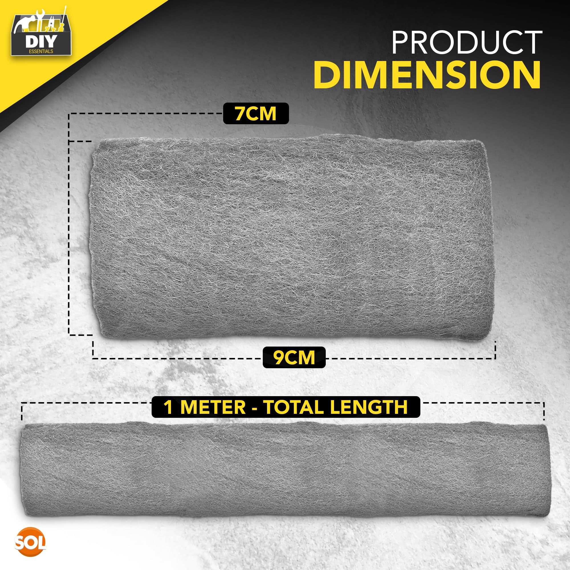 SOL 3 Meter Steel Wool Pads, 1m Grade 0000, 1 & 3, Assorted Grades Wire Wool for Cleaning Polishing & Sealing Small Holes - Image 2