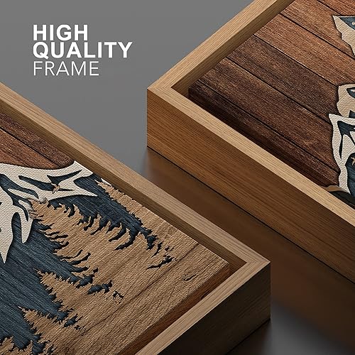 Miniatura 4 de SIGNWIN Lienzo enmarcado para pared, panel de madera, cordillera azul, bosque, naturaleza, desierto, arte digital, arte moderno, decorativo, zen,