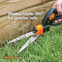 Vista 2 de Fiskars Shear Ease Grass Shears - 5" Stainless Steel Blades - 360-Degree Swivel Blade Plant Cutting Scissors - Garden Shears and Grass Cutter, Black