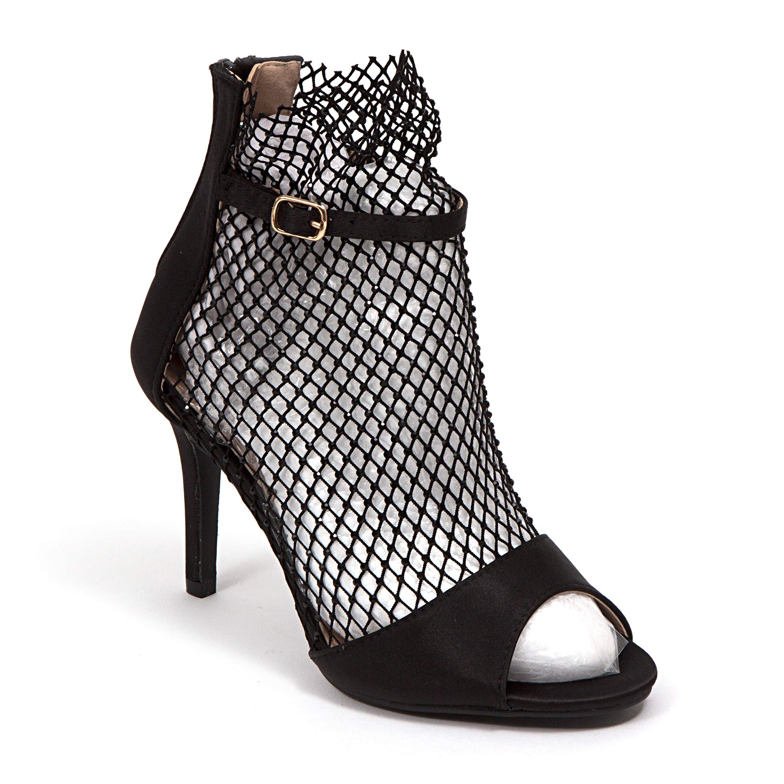 High heel glitter meshopen toe ankle shootie, ARIANA