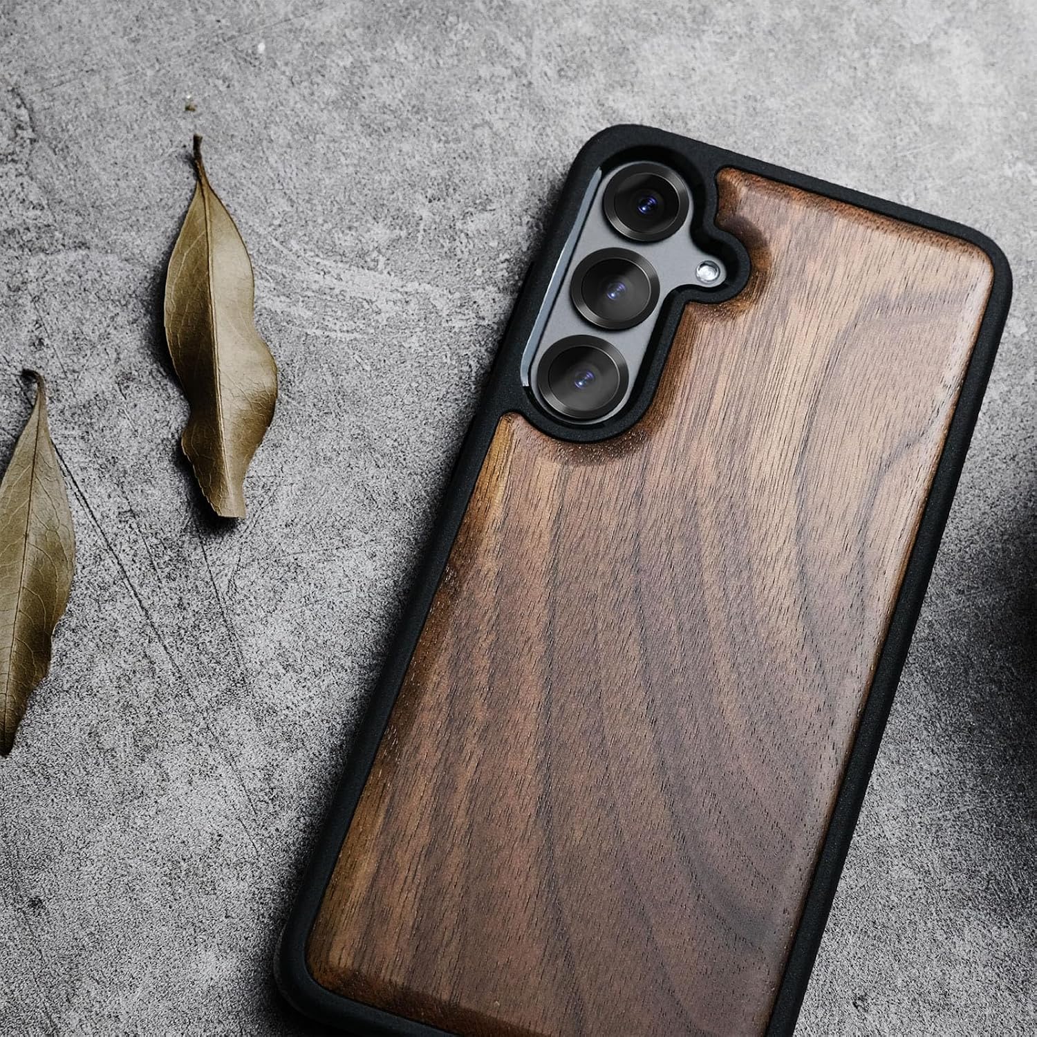 Carveit Magnetic Wooden Case for Samsung Galaxy S25 Case 2025, TPU Shockproof Cover & Wood Artisan Engraved, Compatible with MagSafe Wireless Chargers (Natural Grain) Walnut