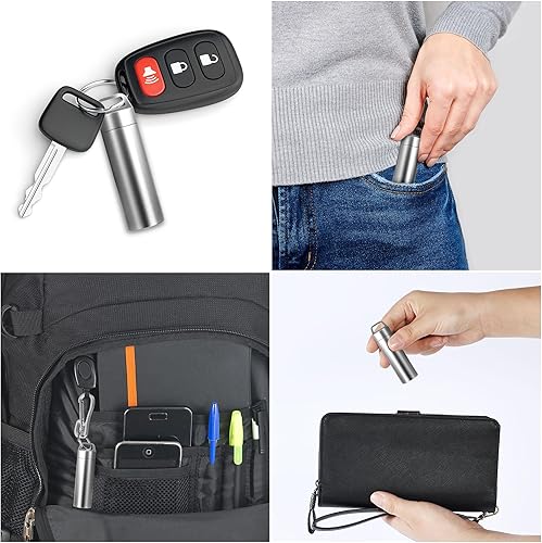 Miniatura 7 de Pastillero pequeño, portátil de metal para pastilleros, llavero, impermeable, contenedor de pastilleros, mini organizador de pastillas de acero