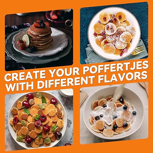 Miniatura 5 de Baker's Friend Mini máquina para hacer panqueques, mini plancha holandesa para panqueques, sartén eléctrica de 14 agujeros, ideal para desayunos,