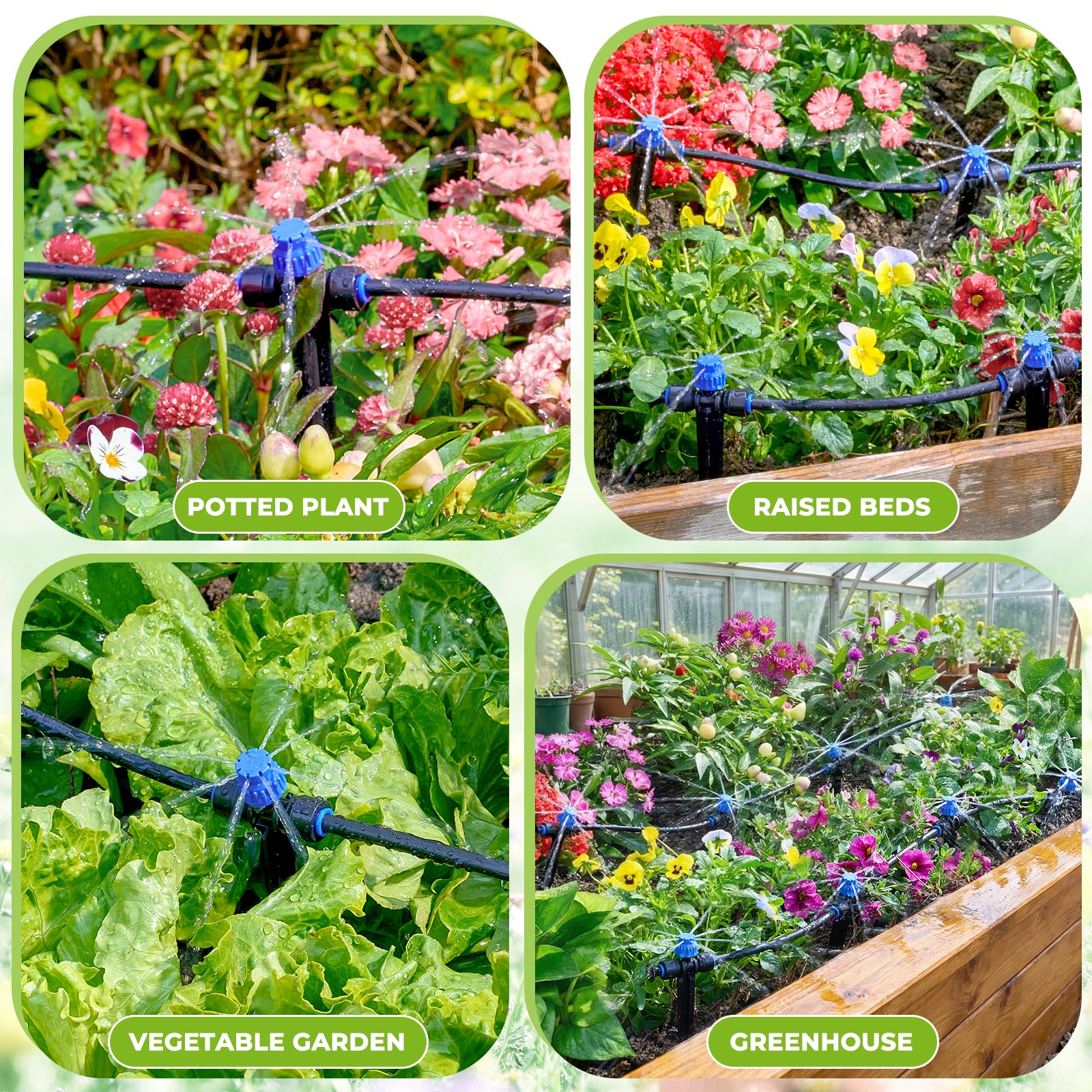 HIRALIY Kits de riego automático por goteo de 50 pies con temporizador de jardín, sistema de riego de jardín para patio, césped, diseño de conector rápido, kit de sistema de riego con temporizador de