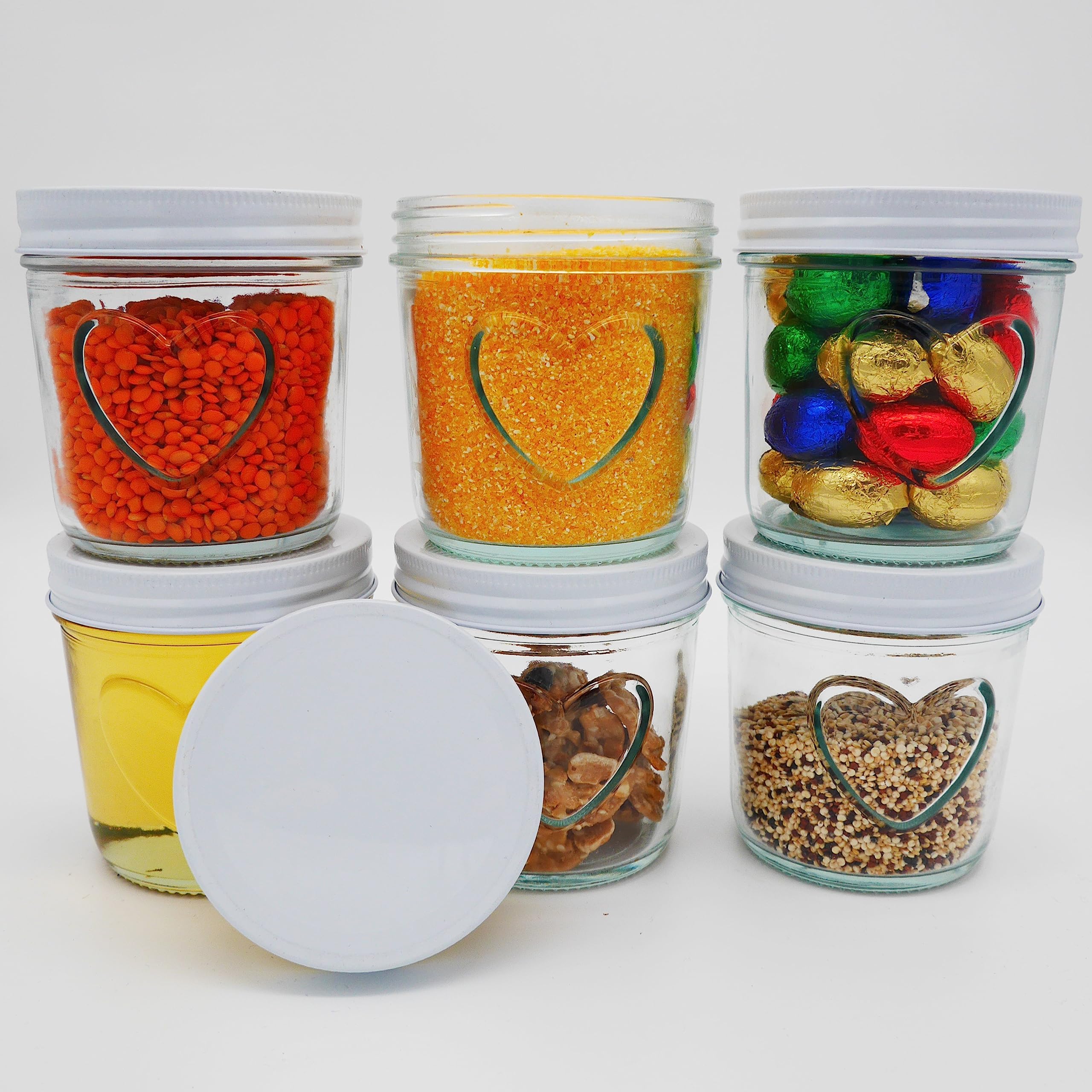 Einmachgläser 237ml (6 Stück) - Mit Metalldeckel, Luftdicht, Für Meal Prep, Aufbewahrung, Konserven & Getränke (normale Öffnung)